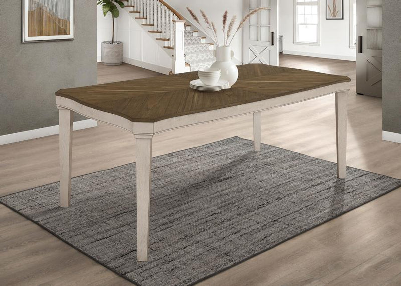 Ronnie Mesa de comedor rectangular de madera de 79 pulgadas, crema rústica