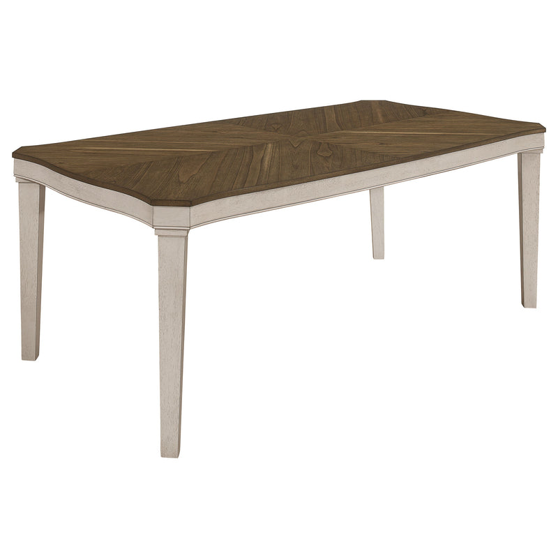 Ronnie Mesa de comedor rectangular de madera de 79 pulgadas, crema rústica