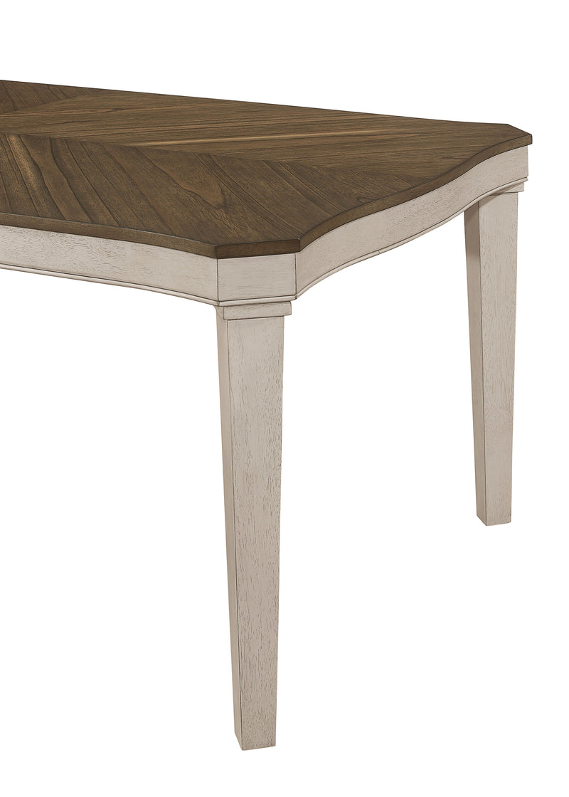 Ronnie Mesa de comedor rectangular de madera de 79 pulgadas, crema rústica