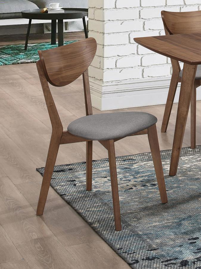 Silla de comedor Alfredo gris y nogal natural (juego de 2)