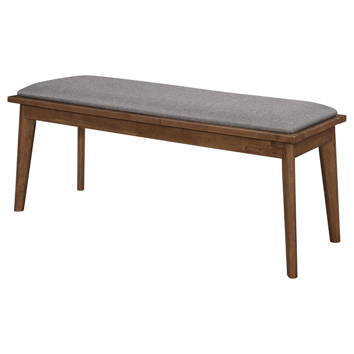 Alfredo Upholstered Dining Bench Grey and Natural Walnut