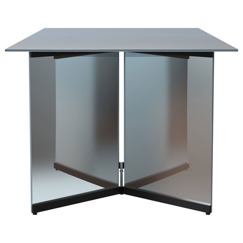 Mesa de comedor rectangular con espejo Emery de 76 pulgadas, color plateado