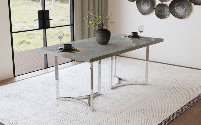 Mesa de comedor rectangular Sterling de 72 pulgadas de mármol sintético gris