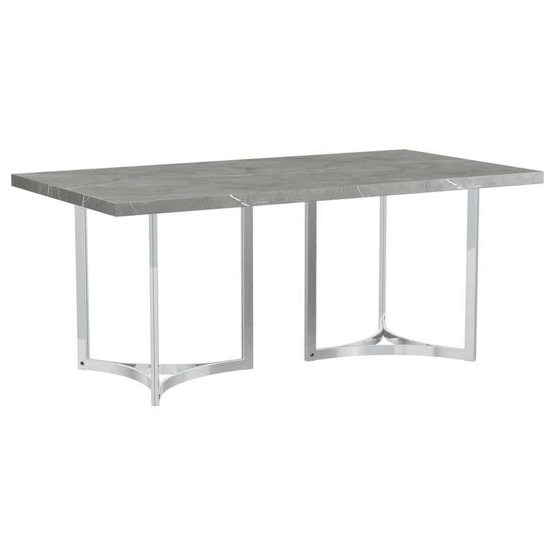 Mesa de comedor rectangular Sterling de 72 pulgadas de mármol sintético gris