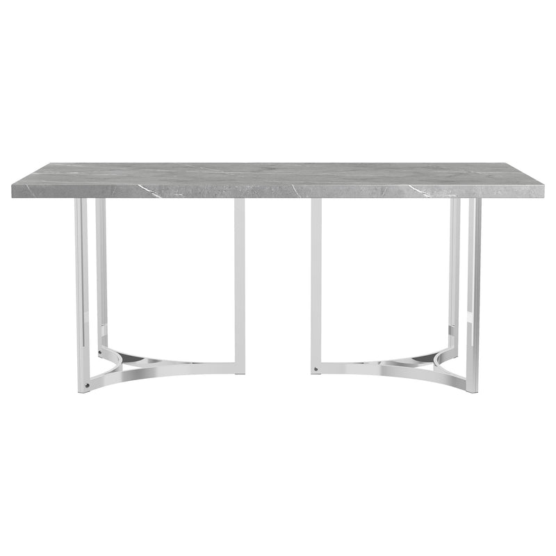 Mesa de comedor rectangular Sterling de 72 pulgadas de mármol sintético gris