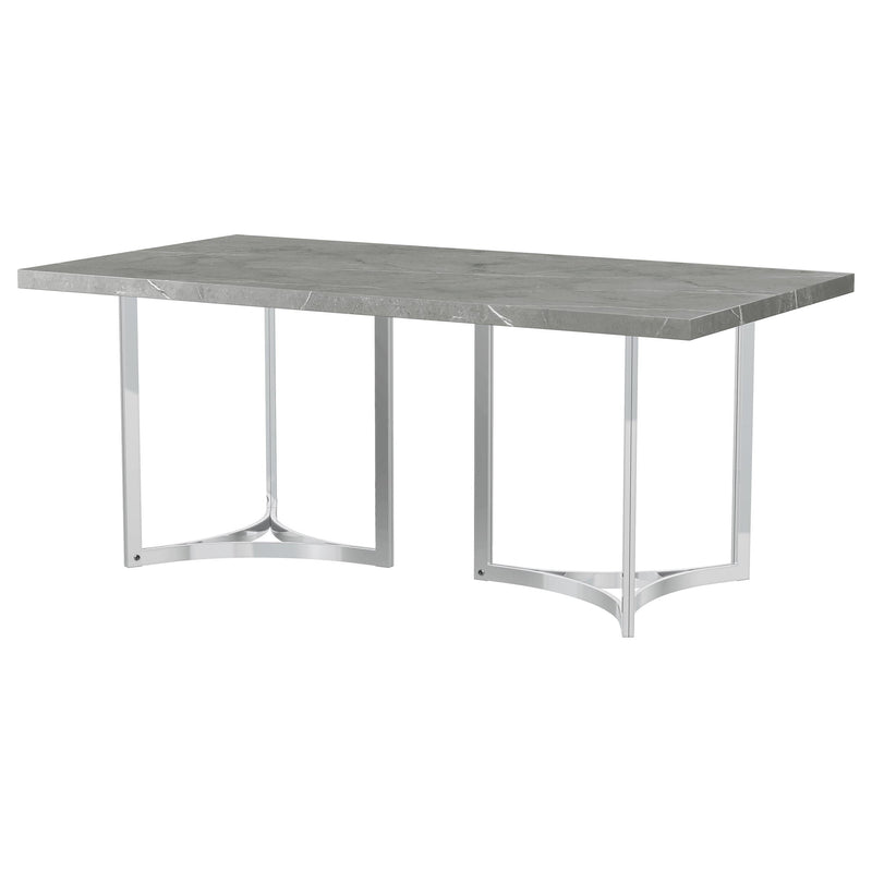 Mesa de comedor rectangular Sterling de 72 pulgadas de mármol sintético gris