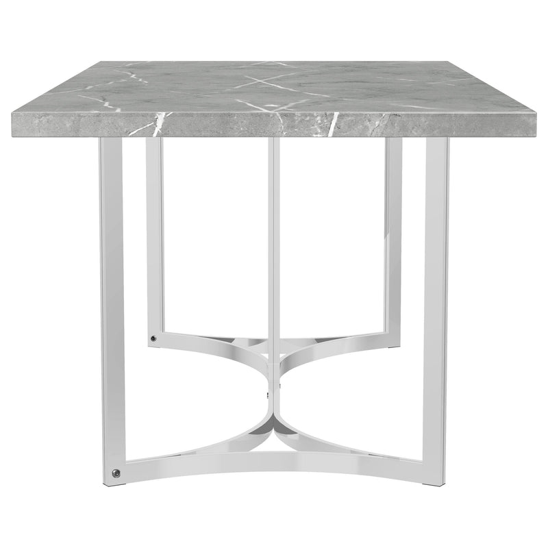 Mesa de comedor rectangular Sterling de 72 pulgadas de mármol sintético gris