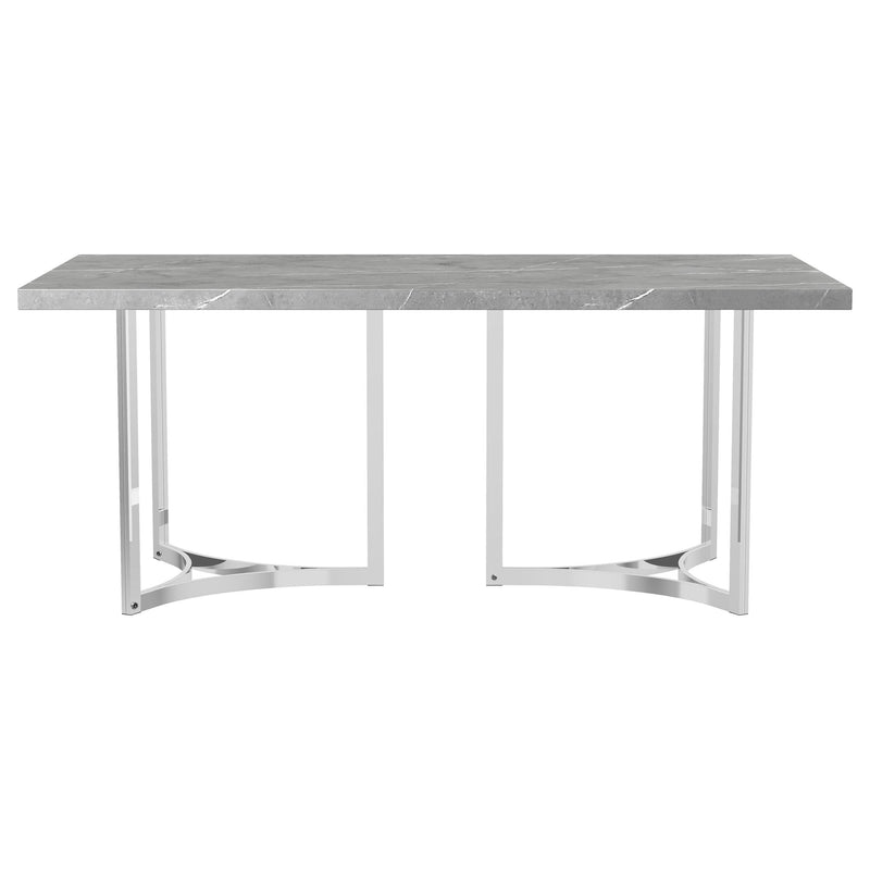 Mesa de comedor rectangular Sterling de 72 pulgadas de mármol sintético gris