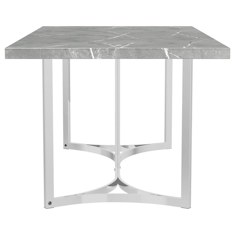 Mesa de comedor rectangular Sterling de 72 pulgadas de mármol sintético gris