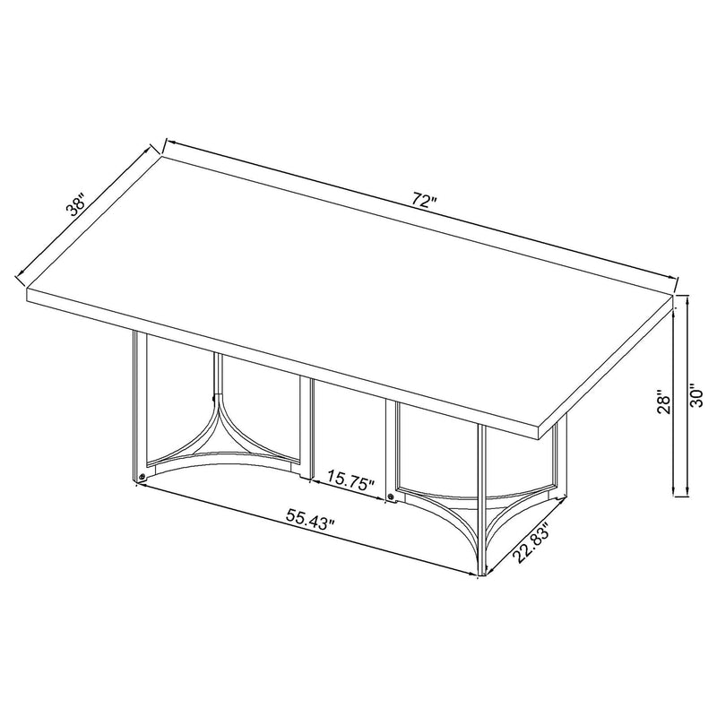 Mesa de comedor rectangular Sterling de 72 pulgadas de mármol sintético gris