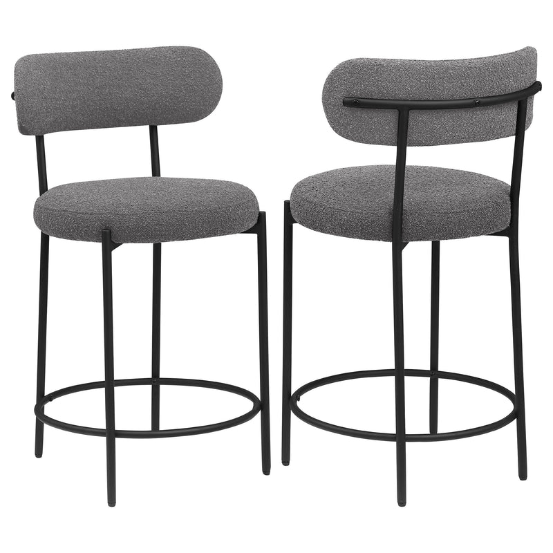 Silla de mostrador tapizada Viola Boucle gris (juego de 2)
