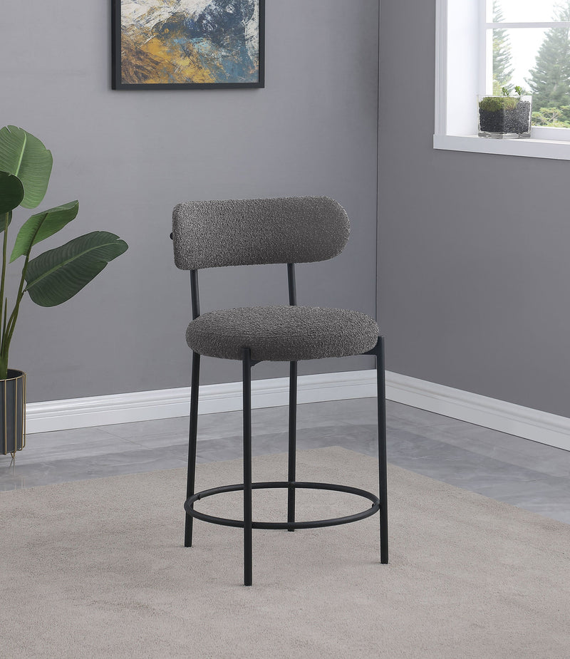 Silla de mostrador tapizada Viola Boucle gris (juego de 2)