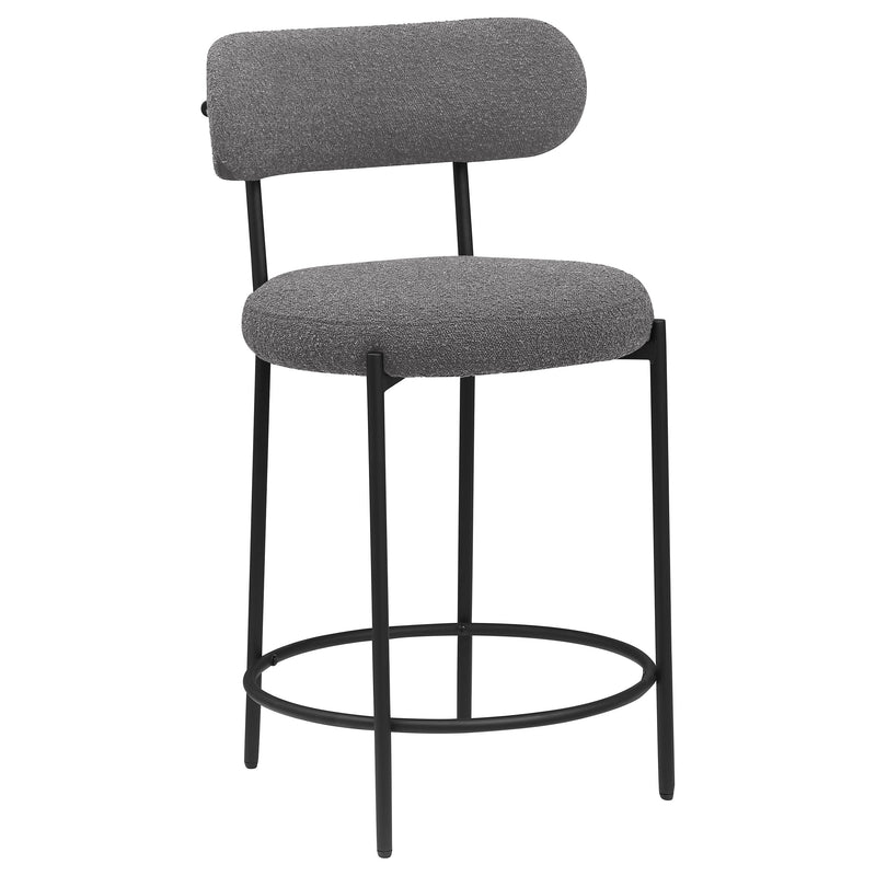 Silla de mostrador tapizada Viola Boucle gris (juego de 2)