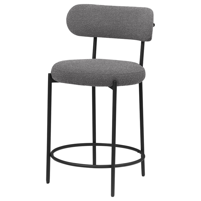 Silla de mostrador tapizada Viola Boucle gris (juego de 2)