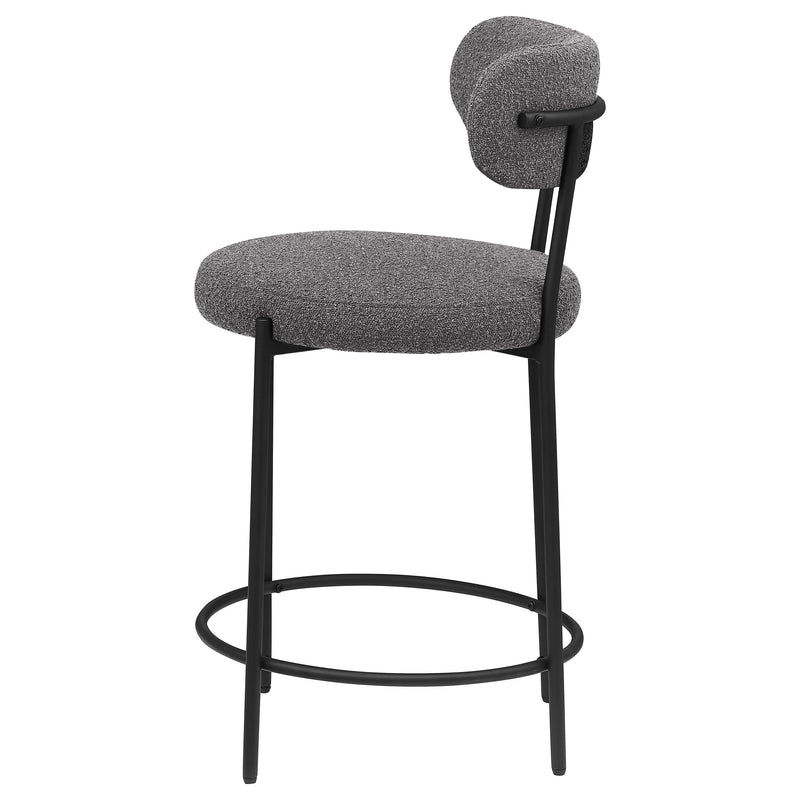 Silla de mostrador tapizada Viola Boucle gris (juego de 2)