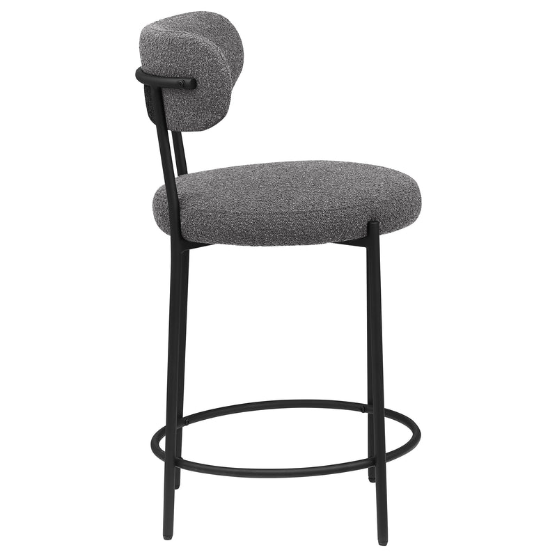 Silla de mostrador tapizada Viola Boucle gris (juego de 2)