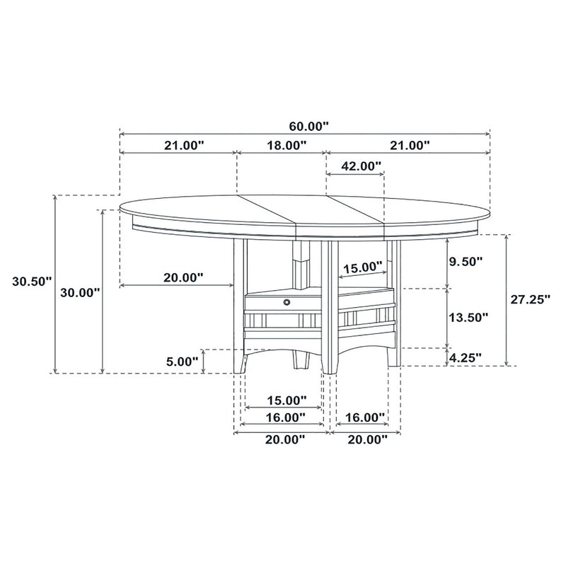 Mesa de comedor Lavon Oval de 60 pulgadas con extensión de hoja, mediana