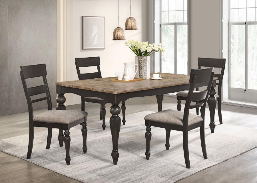Bridget Rectangular Dining Set Charcoal Sand Through