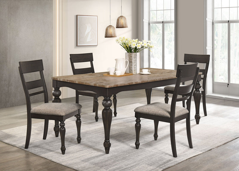 Bridget Rectangular Dining Set Charcoal Sand Through