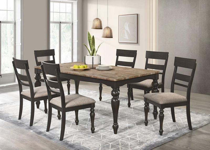 Bridget Rectangular Dining Set Charcoal Sand Through