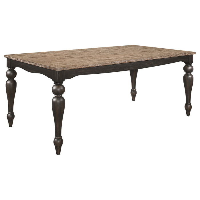 Bridget Rectangular Dining Table Brown Brushed and Charcoal Sandthrough