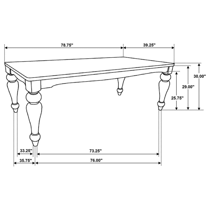 Mesa de comedor rectangular Bridget de 79 pulgadas, marrón cepillado
