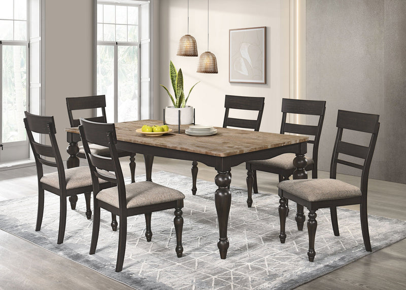 Mesa de comedor rectangular Bridget de 79 pulgadas, marrón cepillado