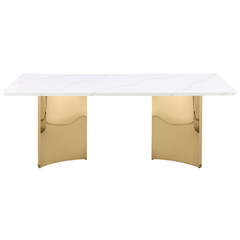 Mesa de comedor rectangular Tevlin de 79 pulgadas con cubierta de mármol blanco