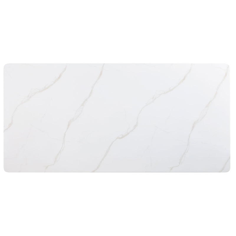 Mesa de comedor rectangular Tevlin de 79 pulgadas con cubierta de mármol blanco