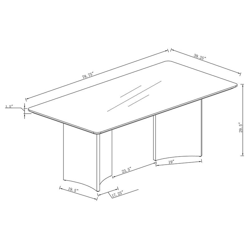 Mesa de comedor rectangular Tevlin de 79 pulgadas con cubierta de mármol blanco