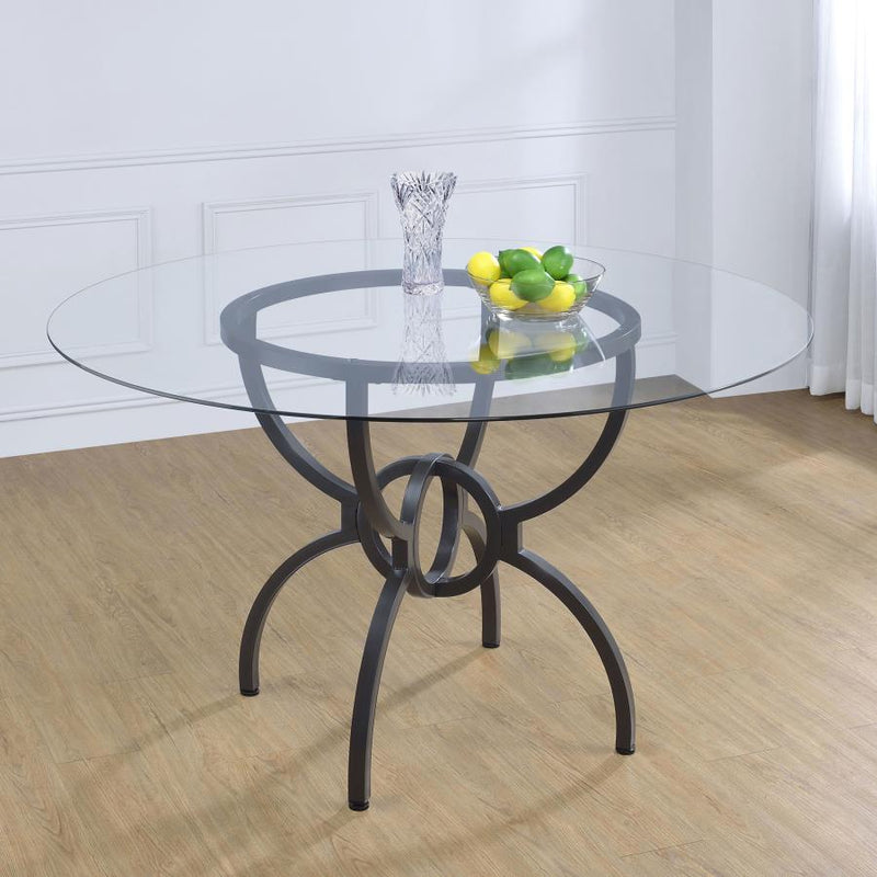 Aviano Round 48-inch Glass Top Metal Dining Table