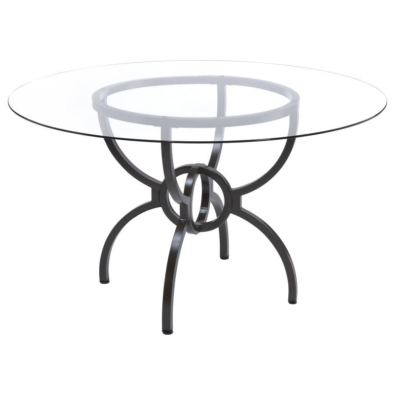 Aviano Round 48-inch Glass Top Metal Dining Table