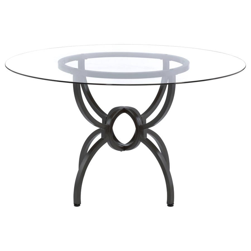 Aviano Round 48-inch Glass Top Metal Dining Table