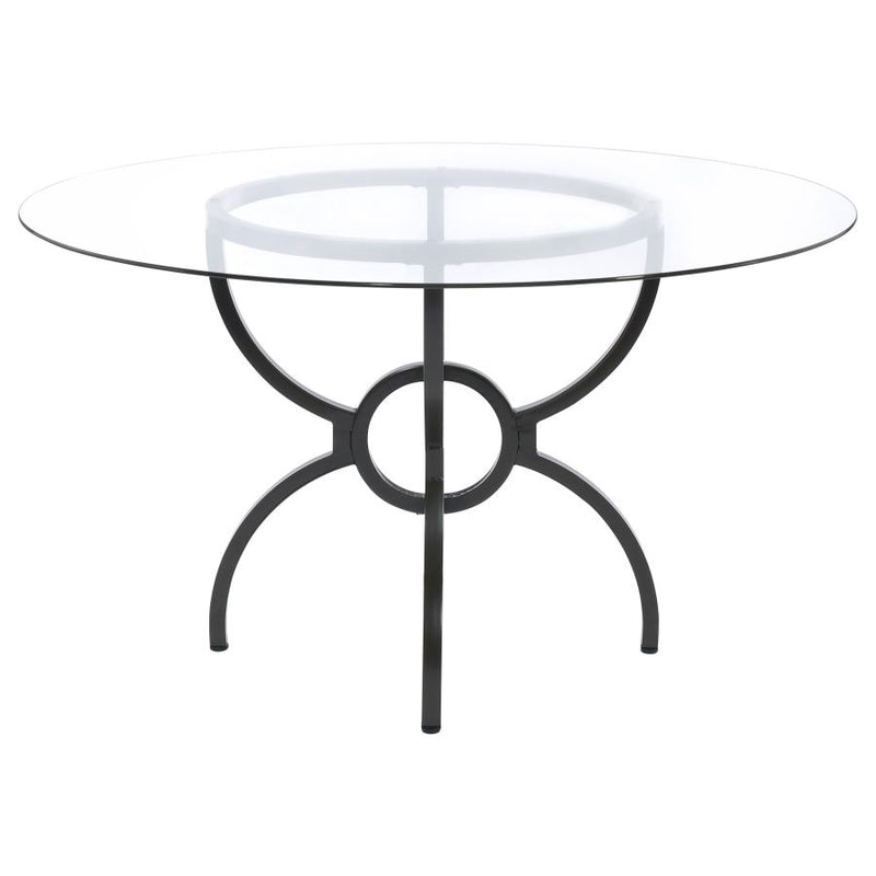 Aviano Round 48-inch Glass Top Metal Dining Table