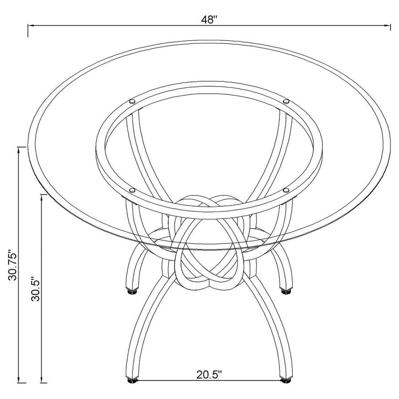 Aviano Round 48-inch Glass Top Metal Dining Table