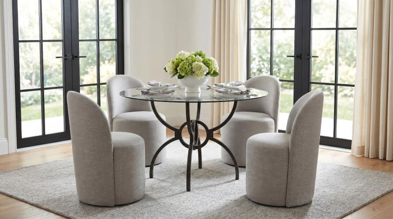 Aviano Round 48-inch Glass Top Metal Dining Table
