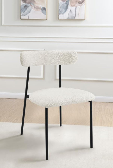 Anzio Boucle Upholstered Dining Side Chair White (Set of 2)