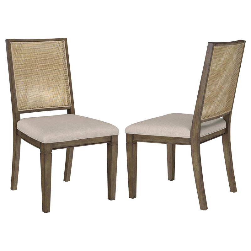 Silla auxiliar de comedor Matisse con respaldo de ratán trenzado, color marrón (juego de 2)
