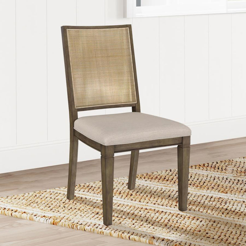 Silla auxiliar de comedor Matisse con respaldo de ratán trenzado, color marrón (juego de 2)