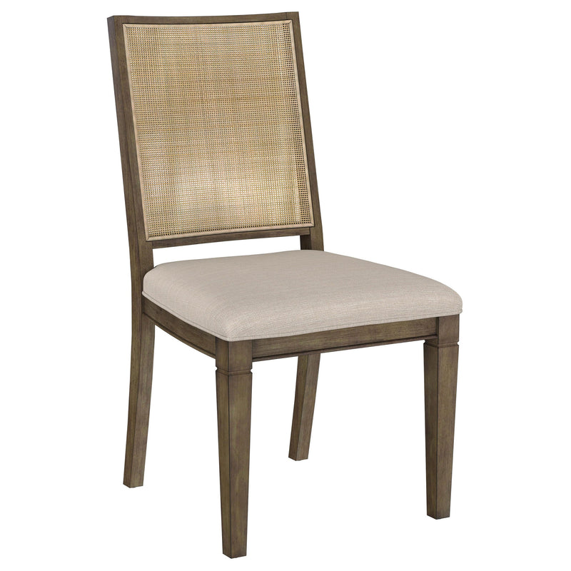 Silla auxiliar de comedor Matisse con respaldo de ratán trenzado, color marrón (juego de 2)