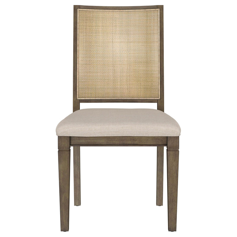 Silla auxiliar de comedor Matisse con respaldo de ratán trenzado, color marrón (juego de 2)