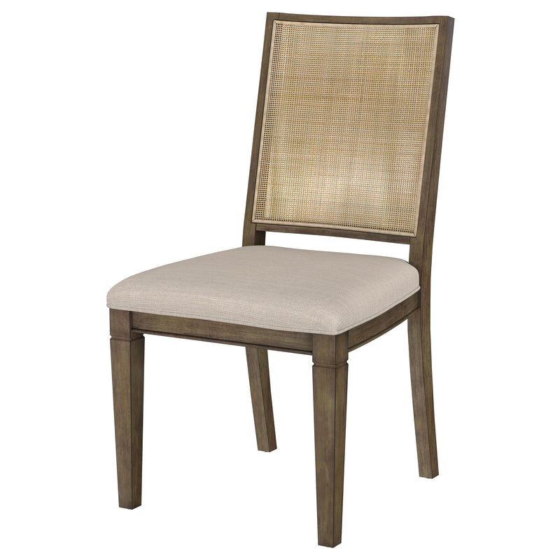 Silla auxiliar de comedor Matisse con respaldo de ratán trenzado, color marrón (juego de 2)