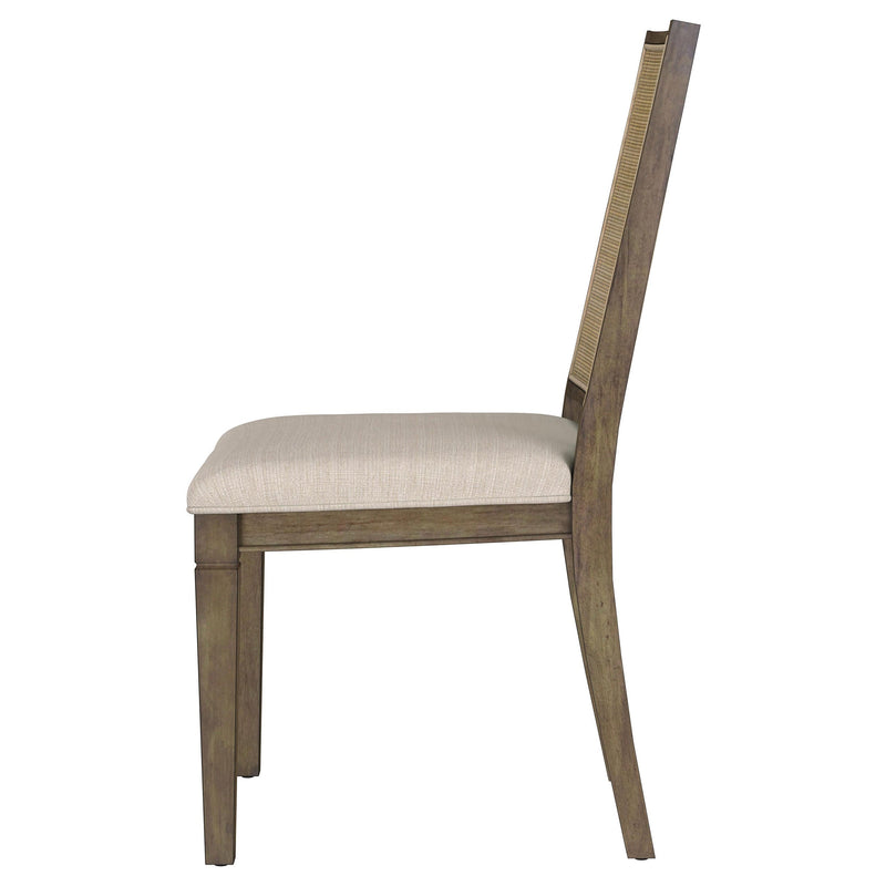 Silla auxiliar de comedor Matisse con respaldo de ratán trenzado, color marrón (juego de 2)