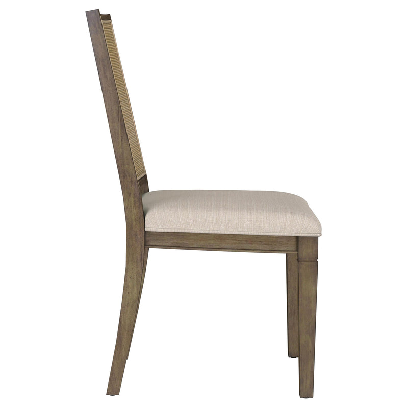 Silla auxiliar de comedor Matisse con respaldo de ratán trenzado, color marrón (juego de 2)