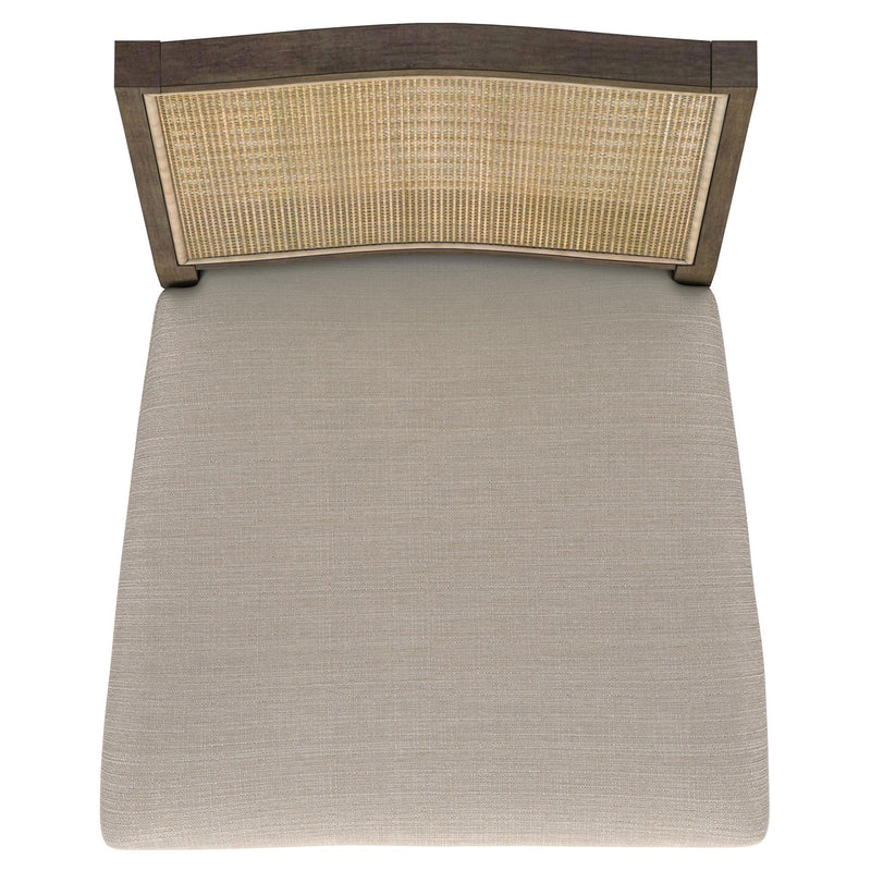 Silla auxiliar de comedor Matisse con respaldo de ratán trenzado, color marrón (juego de 2)