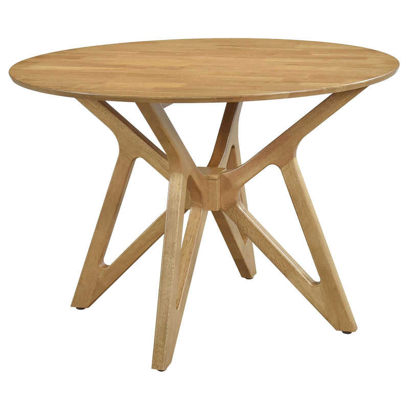 Juego de comedor redondo de madera maciza de 5 piezas Elowen, nogal claro