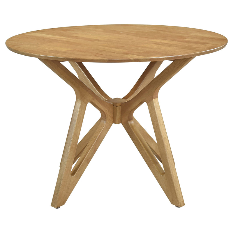 Juego de comedor redondo de madera maciza de 5 piezas Elowen, nogal claro