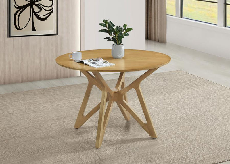 Elowen Mesa de comedor de madera maciza de 42 pulgadas Nogal claro
