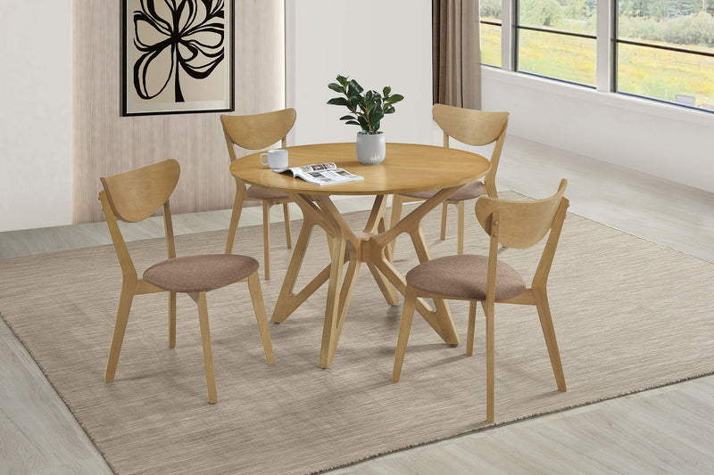 Elowen Mesa de comedor de madera maciza de 42 pulgadas Nogal claro