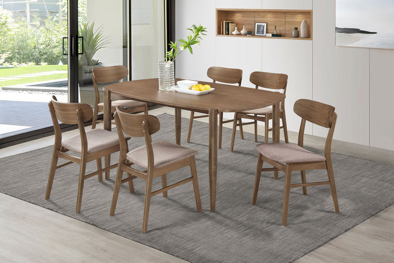 Mesa de comedor de madera maciza Dortch Oval de 63 pulgadas Nogal